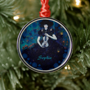 Echos van stilte: een viool lied van genezing metalen ornament