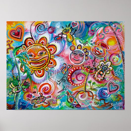 Echo's van Taino en Eenheid van Licht & Geluk Poster (Voorkant)