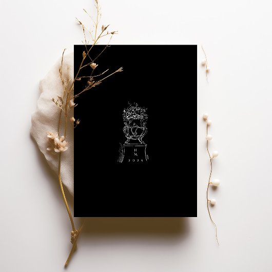 Echt Antiek Zwart & Wit bruiloft Kaart