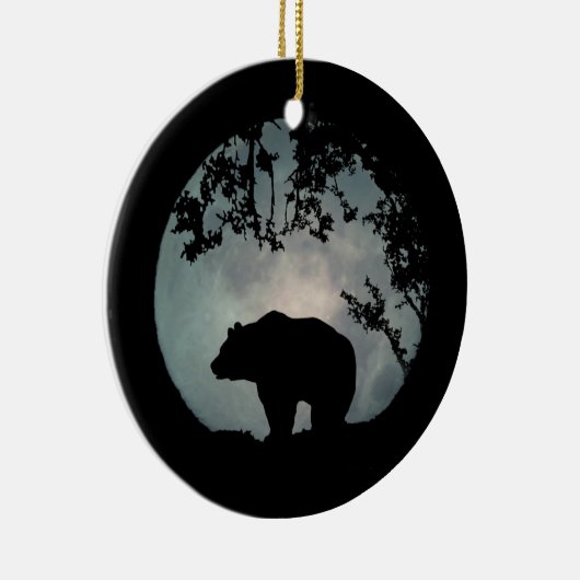 Echt Beer en kerstversiering met moon Keramisch Ornament (Rechts)