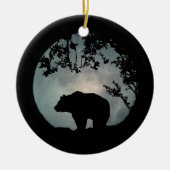 Echt  Beer en kerstversiering met moon Keramisch Ornament (Voorkant)