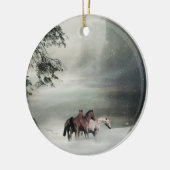 Echt  beslag op paarden in het sneeuwOrnament Keramisch Ornament (Links)
