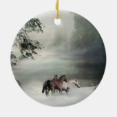 Echt  beslag op paarden in het sneeuwOrnament Keramisch Ornament (Achterkant)