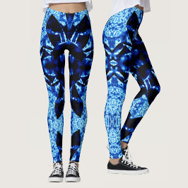 Echt blau Polynesisch abstract patroon Leggings