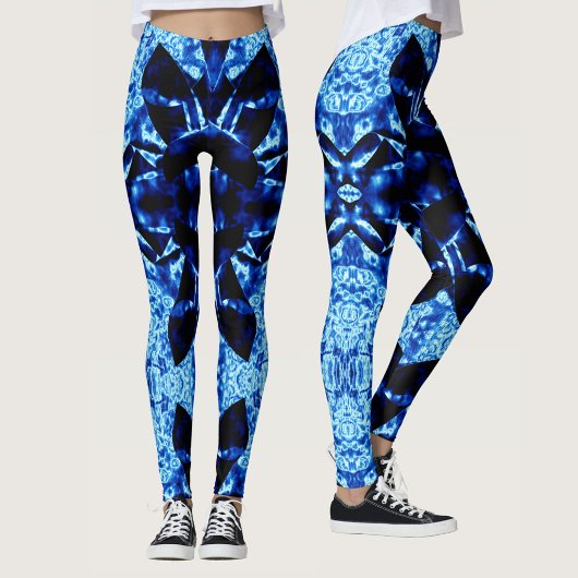 Echt blau Polynesisch abstract patroon Leggings