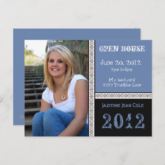 Echt blauw Open Huis Briefkaart (Voorkant / Achterkant)