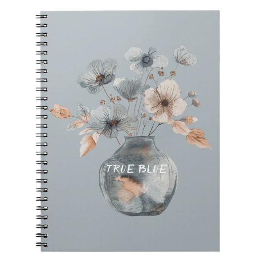 Echt blauwe crème bloemenvase notitieboek (Voorkant)