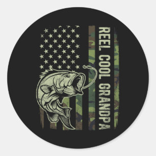 Echt Coole Opa Camouflage Amerikaanse Vlag Vaders Ronde Sticker