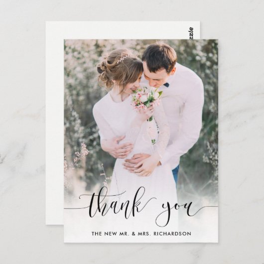 Echt dankbaar | Trouwfoto Dank u wel Briefkaart (Voorkant / Achterkant)