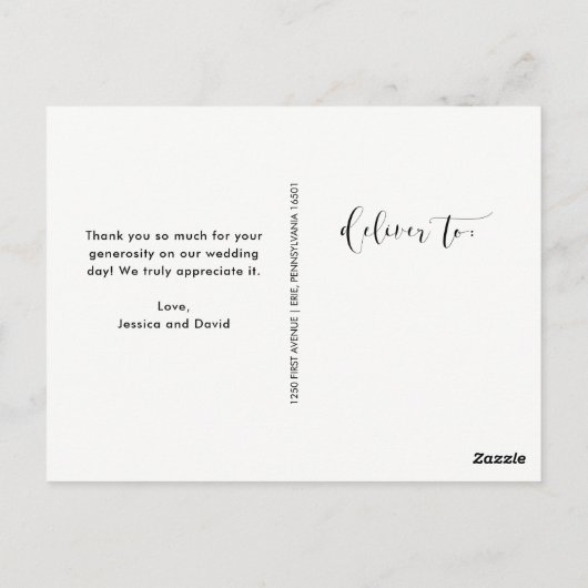 Echt dankbaar | Trouwfoto Dank u wel Briefkaart (Achterkant)