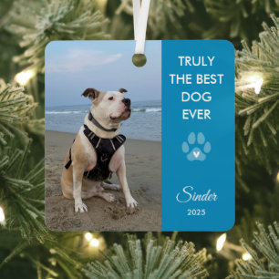 Echt de beste hond ooit Foto Pootafdruk Metalen Ornament