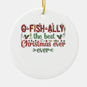 Echt de beste kerstvisser ooit keramisch ornament