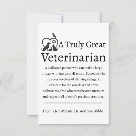 Echt een goede dierenarts bedankkaart (Voorkant)