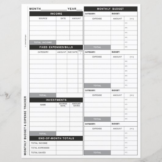 Echt eenvoudige begroting, kosten en investeringst (Achterkant)