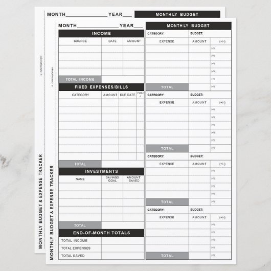 Echt eenvoudige begroting, kosten en investeringst (Voorkant / Achterkant)