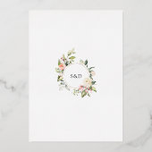 ECHT FOIL Waterverf Roze Bloemige Trouw  Folie Uitnodiging (Achterkant)