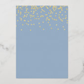Echt Folie Goud Stof Blauw Gestreepte Eerste Commu Uitnodiging (Achterkant)