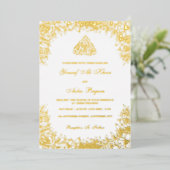 Echt folie Goud Witte Sierlijke Lettering Moslim B Folie Uitnodiging (Staand Voorkant)