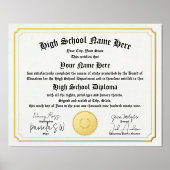 Echt folie High School Diploma, GED, thuisschool Folie Afdrukken (Voorkant)