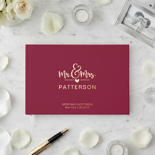 Echt Folie Mr & Mrs Persoonlijk Bruin Huwelijk Gastenboek