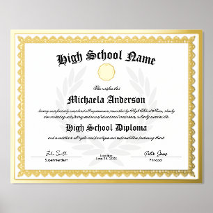 ECHT FOLIE Replica Middelbare School Diploma Afdrukken