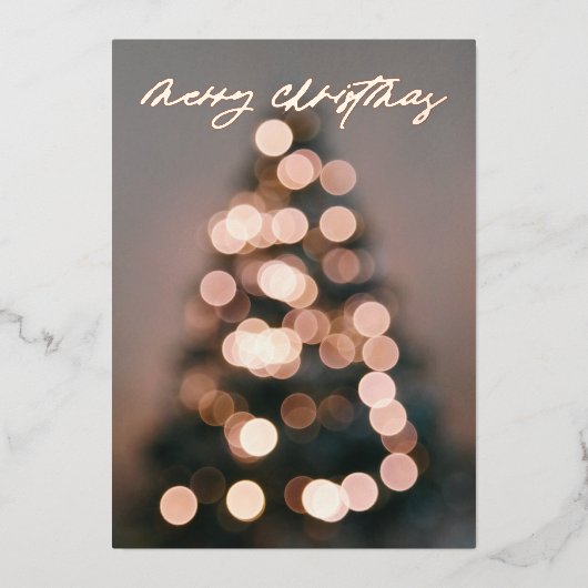 ECHT FOLIE ROZE GOUD Kerstboomverlichting Folie Feestdagenkaart (Voorkant)