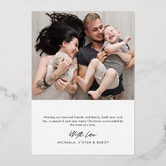 ECHT FOLIE ROZE GOUD Kerstboomverlichting Folie Feestdagenkaart (Achterkant)