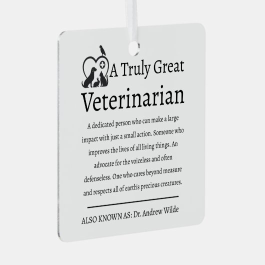 Echt geweldige dierenarts Pet Lover Metalen Ornament (Voorkant Rechts)