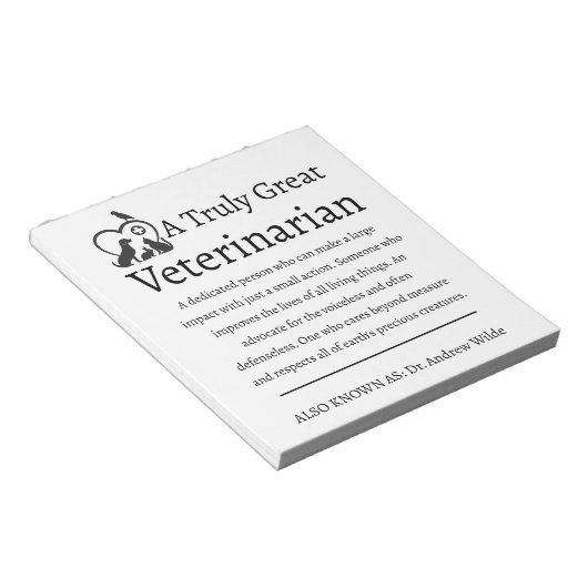 Echt geweldige dierenartsenzorg notitieblok (Schuin)