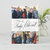 Echt gezegend 4 foto elegante religieuze Kerstmis Feestdagenkaart (Staand voorkant)