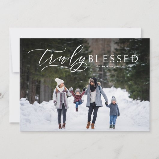 Echt gezegend met de religieuze kerstkaart (Voorkant)