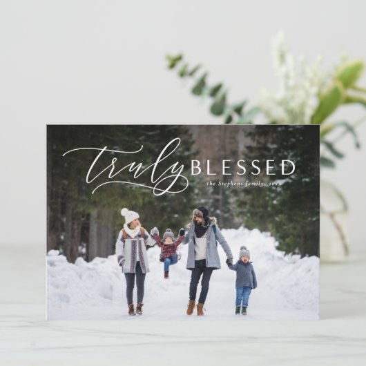 Echt gezegend met de religieuze kerstkaart (Staand voorkant)