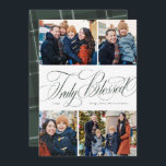 Echt gezegende elegante religieuze kerstcollage feestdagenkaart<br><div class="desc">Deze religieuze kerstkaart is voorzien van een collage van vier foto's samen met een elegant script "Echt gezegend." Met zijn Christelijke kerstboodschap is het een geweldige manier om zinvolle vakantiewensen te sturen. Het ontwerp van de vakantiekaart is chique groen en wit en de achterkant is voorzien van een coördinerende klassieke...</div>