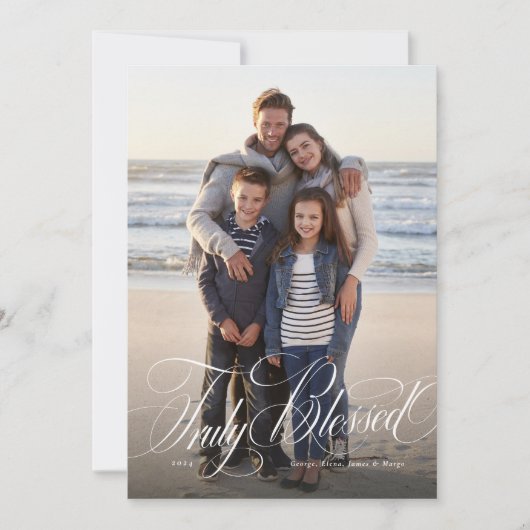 Echt gezegende elegante religieuze kerstfoto feestdagenkaart (Voorkant)