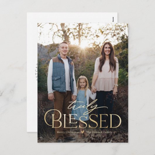 Echt gezegende feestdag fotokaart briefkaart (Voorkant / Achterkant)
