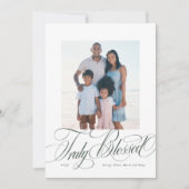 Echt gezegende groene religieuze kerstfoto feestdagenkaart (Voorkant)