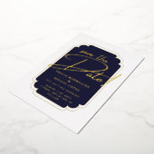Echt GOLD Foil Blue Save the Date Wedding Folie Uitnodiging (Gedraaid)