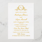 Echt goud folie chic monogram kalligrafie bruiloft uitnodiging (Voorkant)