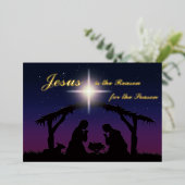 ECHT Goud Folie Jezus is de Reden Kerststal Kaart (Staand Voorkant)