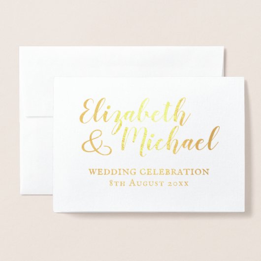 ECHT GOUD FOLIE klassieke witte FOTO Huwelijksuitn Folie Kaarten (Voorkant met envelop)