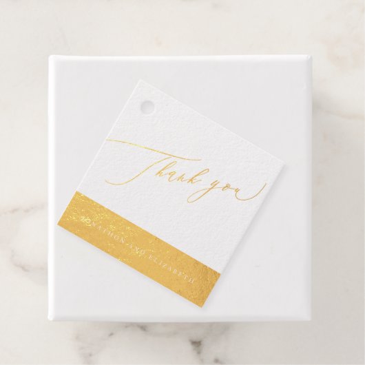 Echt goud folie Modern Schrift Bedankt Bedankjes Labels (Met doos)