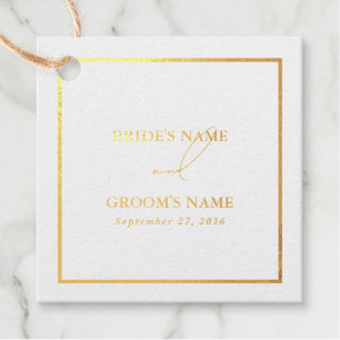 Echt goud folie modern wit & goud bruiloft bedankjes labels