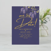 Echt goud folie moderne trouwkaart Save The Date L Folie Uitnodiging (Staand Voorkant)