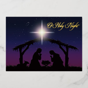 ECHT Goud Folie O Heilige Nacht Kerststal Kaart