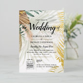 ECHT GOUD FOLIE Pampagras FOTO QR Code Bruiloft Folie Uitnodiging (Staand Voorkant)