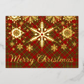 ECHT Goud Folie Prettig Kerstmis Sneeuwvlokken op Folie Feestdagenkaart (Voorkant)