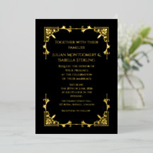 Echt goud folie Zwarte Tie Royal Regency bruiloft