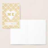 Echt Goud Great Gatsby Art Deco Hart Monogram Folie Kaarten (Display)