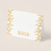 Echt Goud Vrolijk Kerstfeest & Gelukkig Nieuwjaar Folie Kaarten (Voorkant)