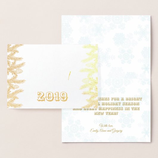 Echt Goud Vrolijk Kerstfeest & Gelukkig Nieuwjaar Folie Kaarten (Display)